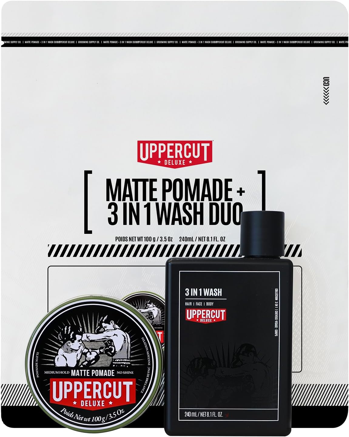 Uppercut Deluxe rinkinys Styling 3 in 1 Wash and Matte Pomade Duo