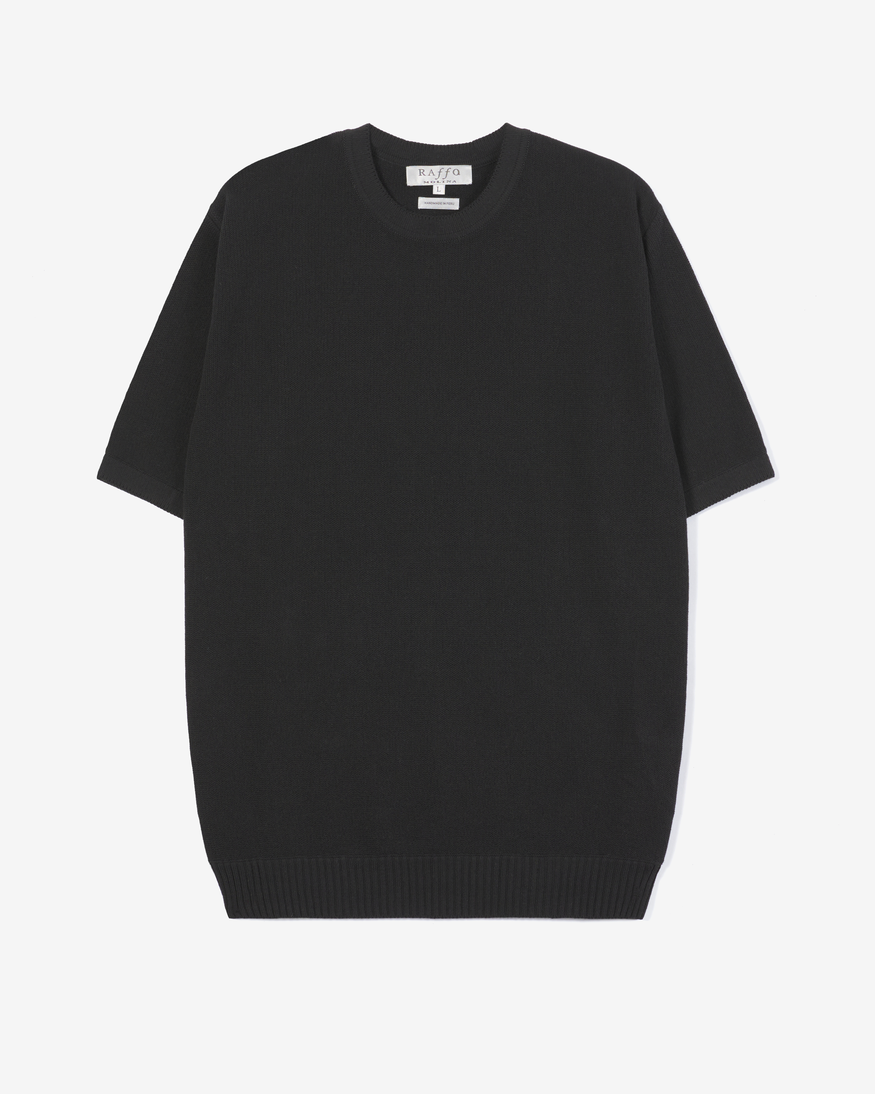 Black Knit Links-Links Crew Neck Short Sleeve