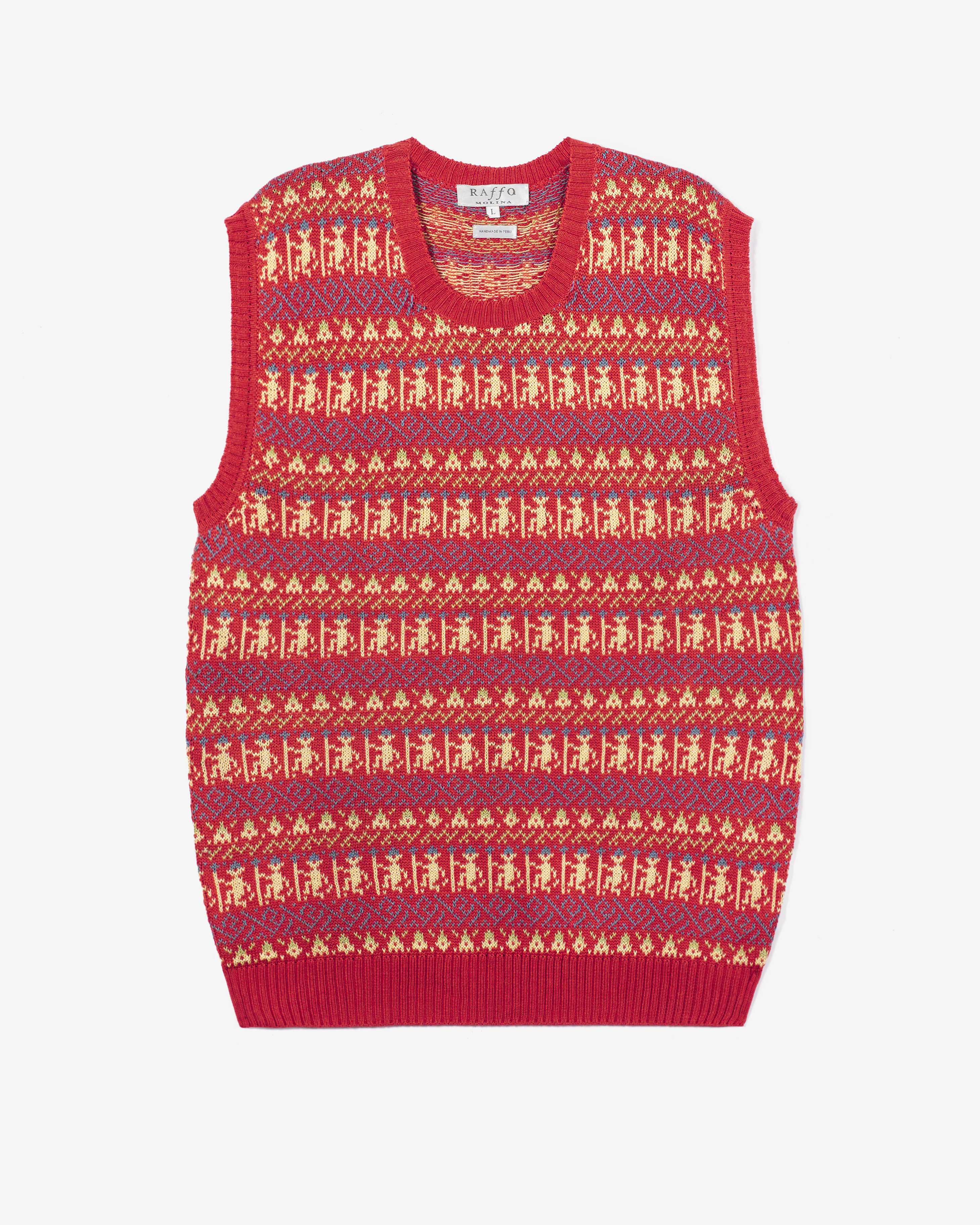 Red Patterned "V" Vest