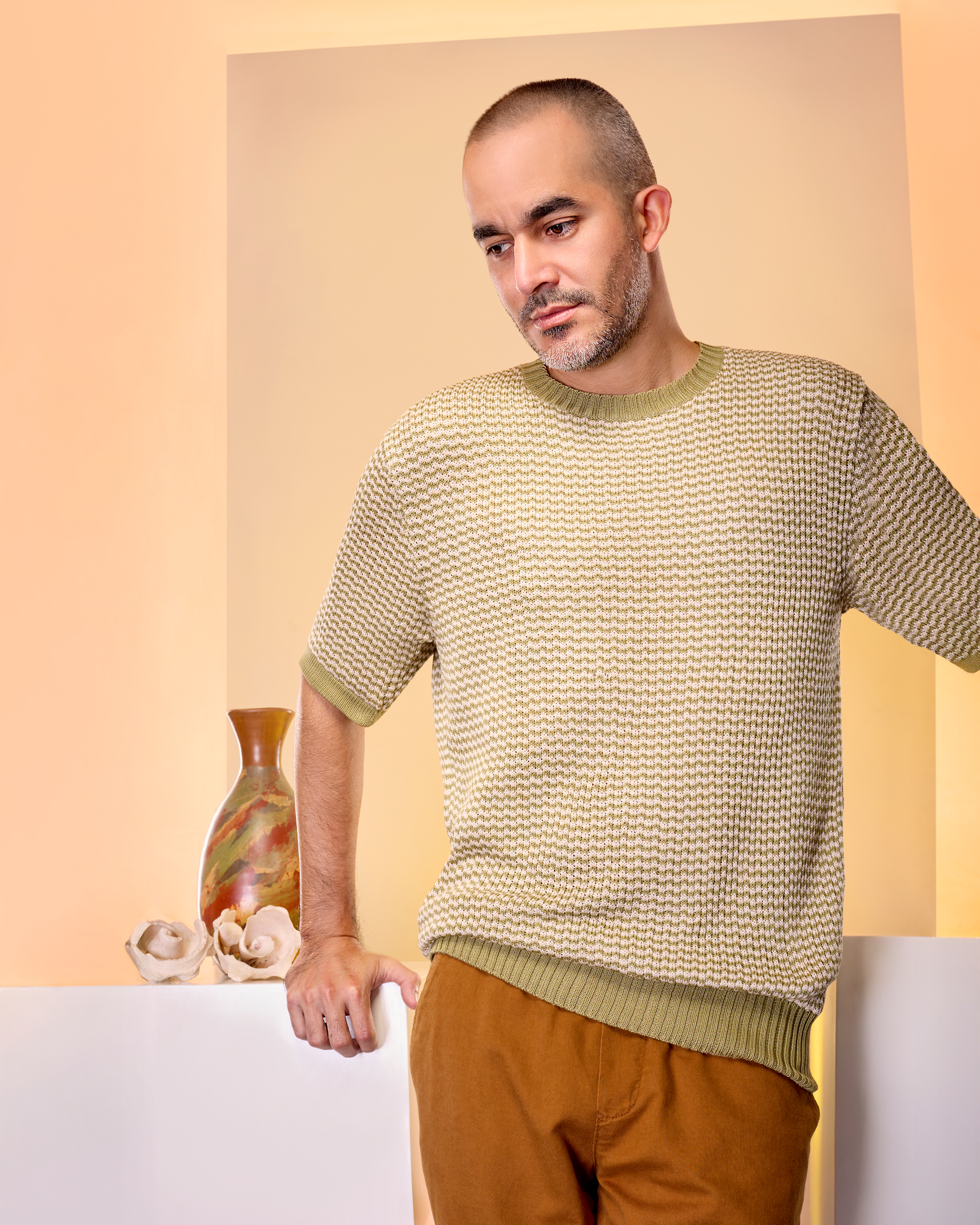 Men's Knitted Sweater Short Sleeve