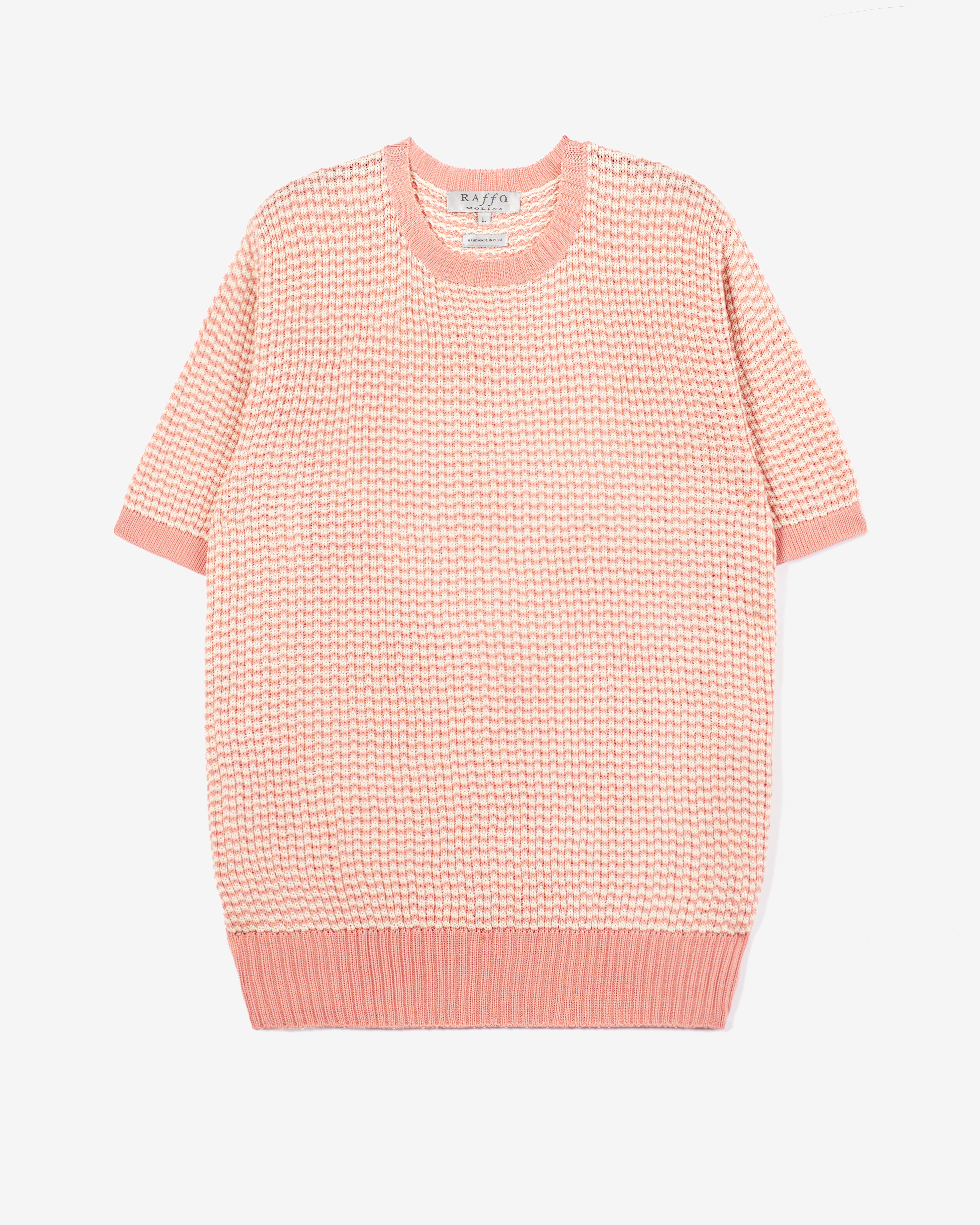 Men's Pink Knit Short Sleeve Sweater