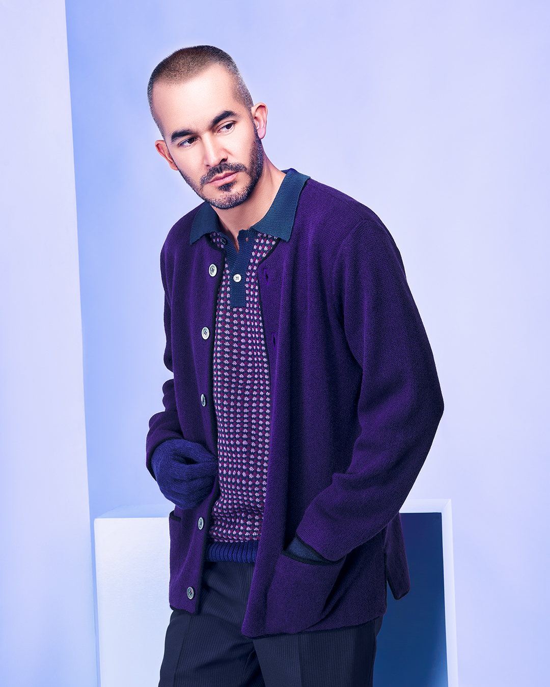 Men's Purple Cardigan