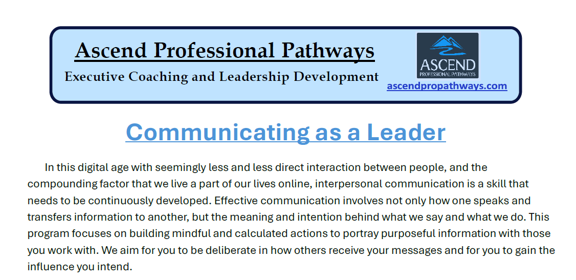 Communicating as a Leader 