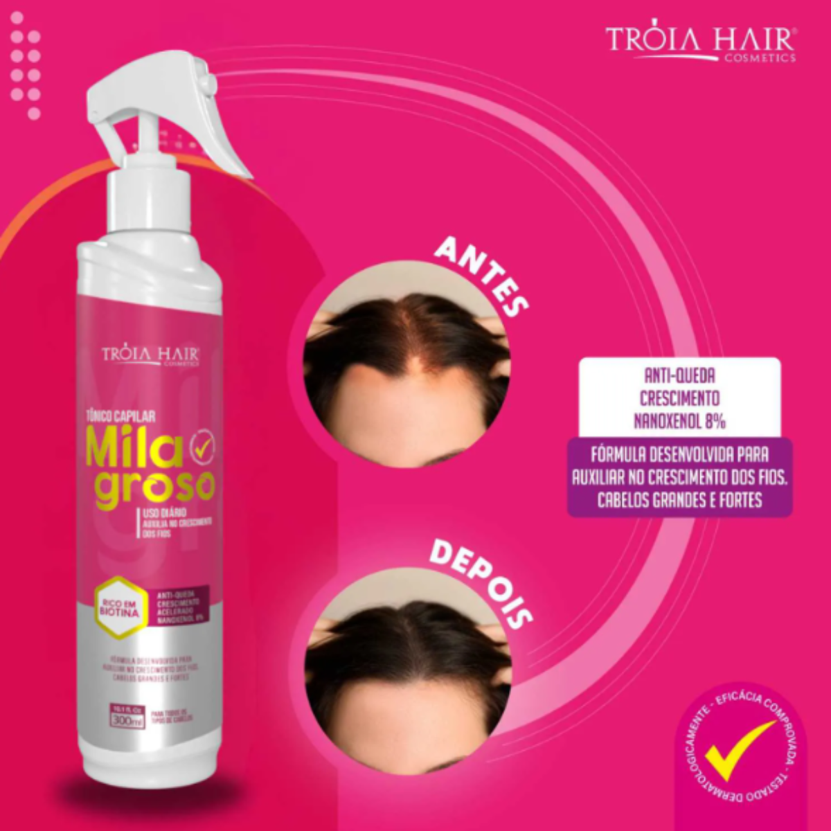 Tônico Milagroso Para Crescimento Capilar E Anti-Queda 300ml Tróia Hair