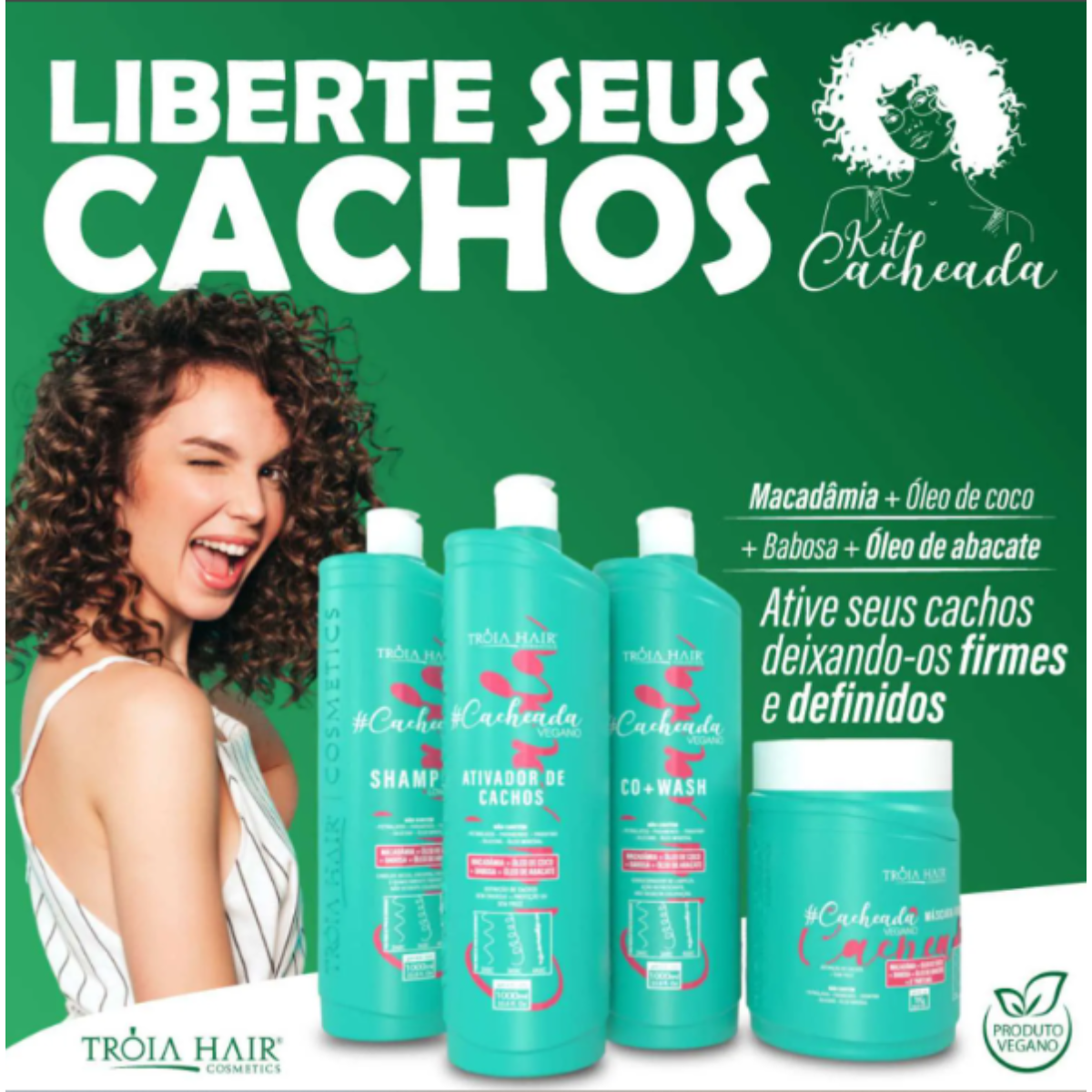 Kit Cacheada 4 Passo - Cuidado Completo para Cachos Definidos e Saudáveis 1000ml