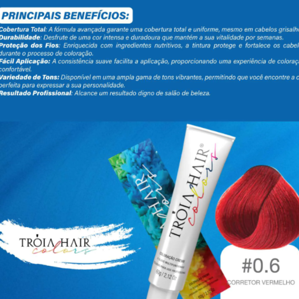 Coloração em Creme Permanente Corretor Vermelho colors 60g