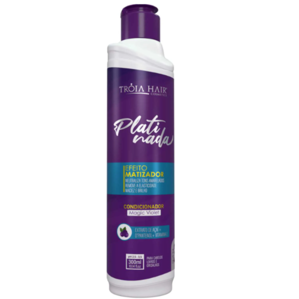 Kit Platinada - Completo para Cabelos Loiros, Iluminados, Grisalhos e Platinados Troia Hair 850ml