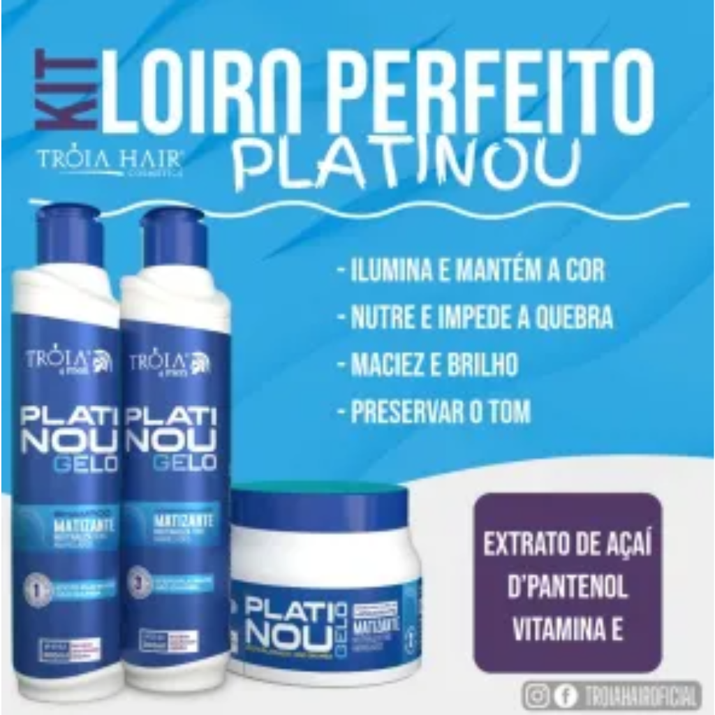 Shampoo Platinou Gelo - Efeito Nevou para Cabelos Platinados 300ml