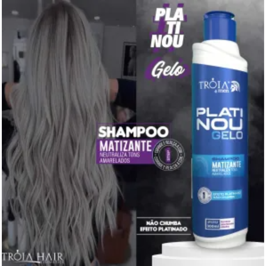 Shampoo Platinou Gelo - Efeito Nevou para Cabelos Platinados 300ml
