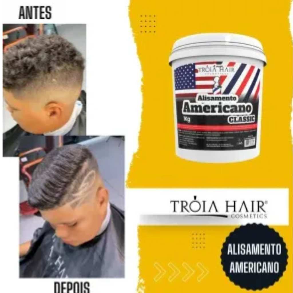 Alisamento Americano Classic 1kg - Troia Hair 4Man: Alisamento Profissional Rápido