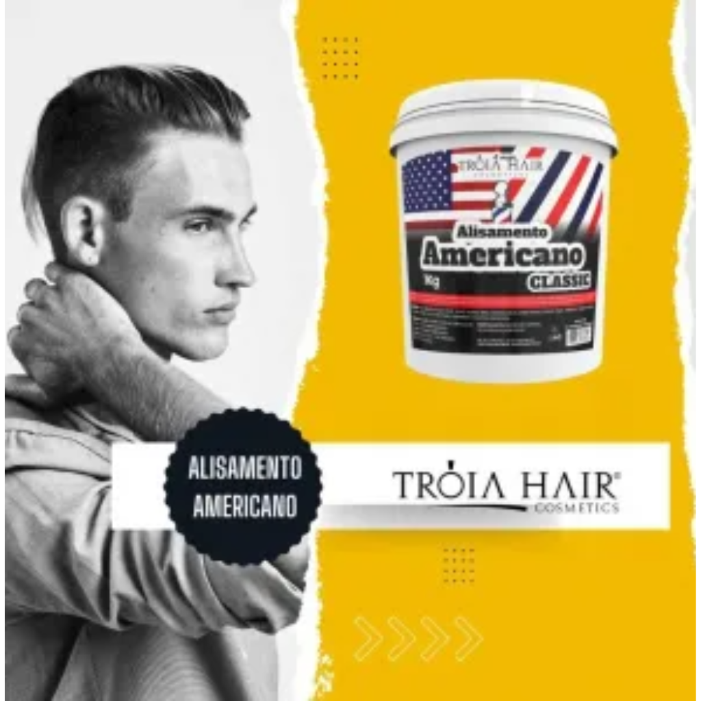 Alisamento Americano Black 1kg - Troia Hair 4Man: Alisamento Profissional Rápido