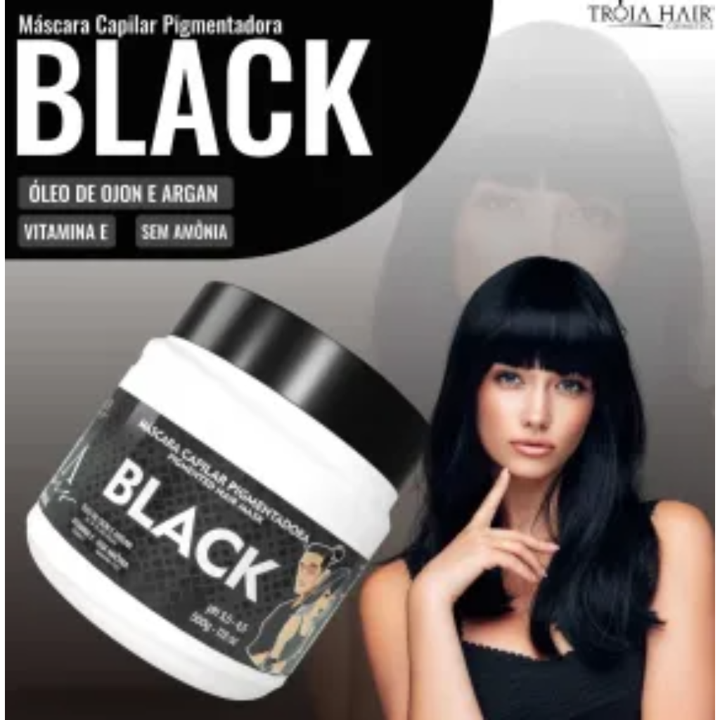 Máscara Capilar Pigmentadora Troia Colors Black 500g Cor fantasia - Troia Hair