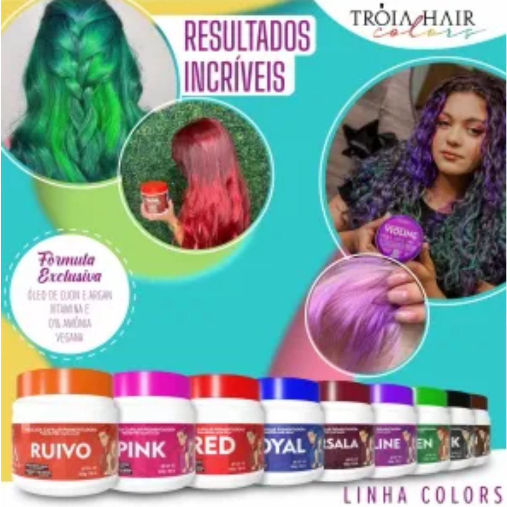 Máscara Capilar Pigmentadora Troia Colors Black 500g Cor fantasia - Troia Hair