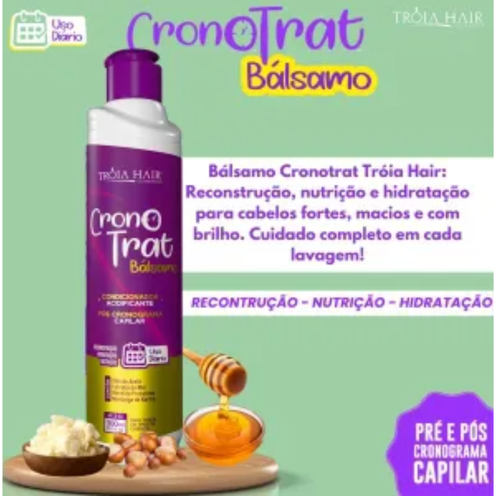 Condicionador Bálsamo Cronotrat 300ml - Qatar Hair: Nutrição e Maciez Diária para Seus Fios