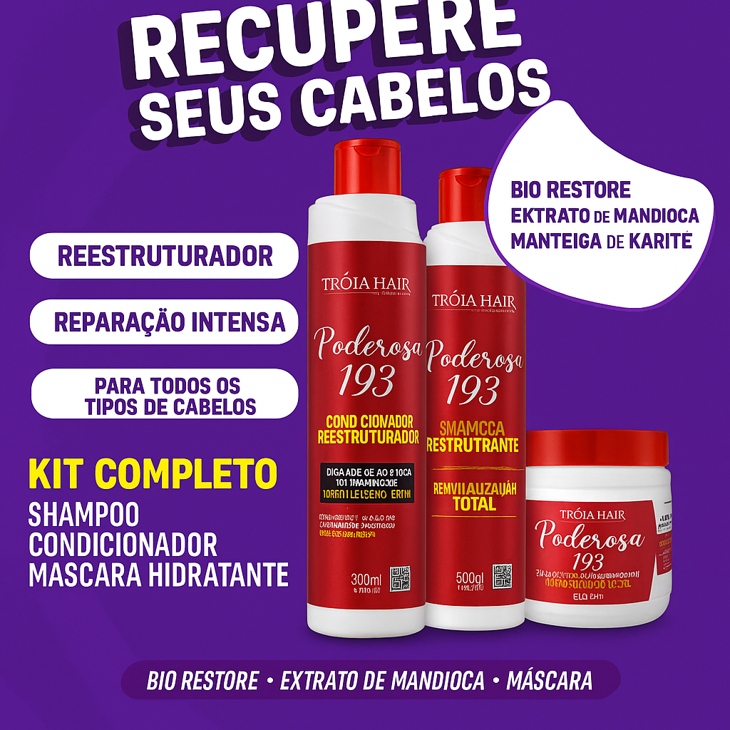 Máscara Pós Quimica 1.9.3 Poderosa 500g - Troia Hair