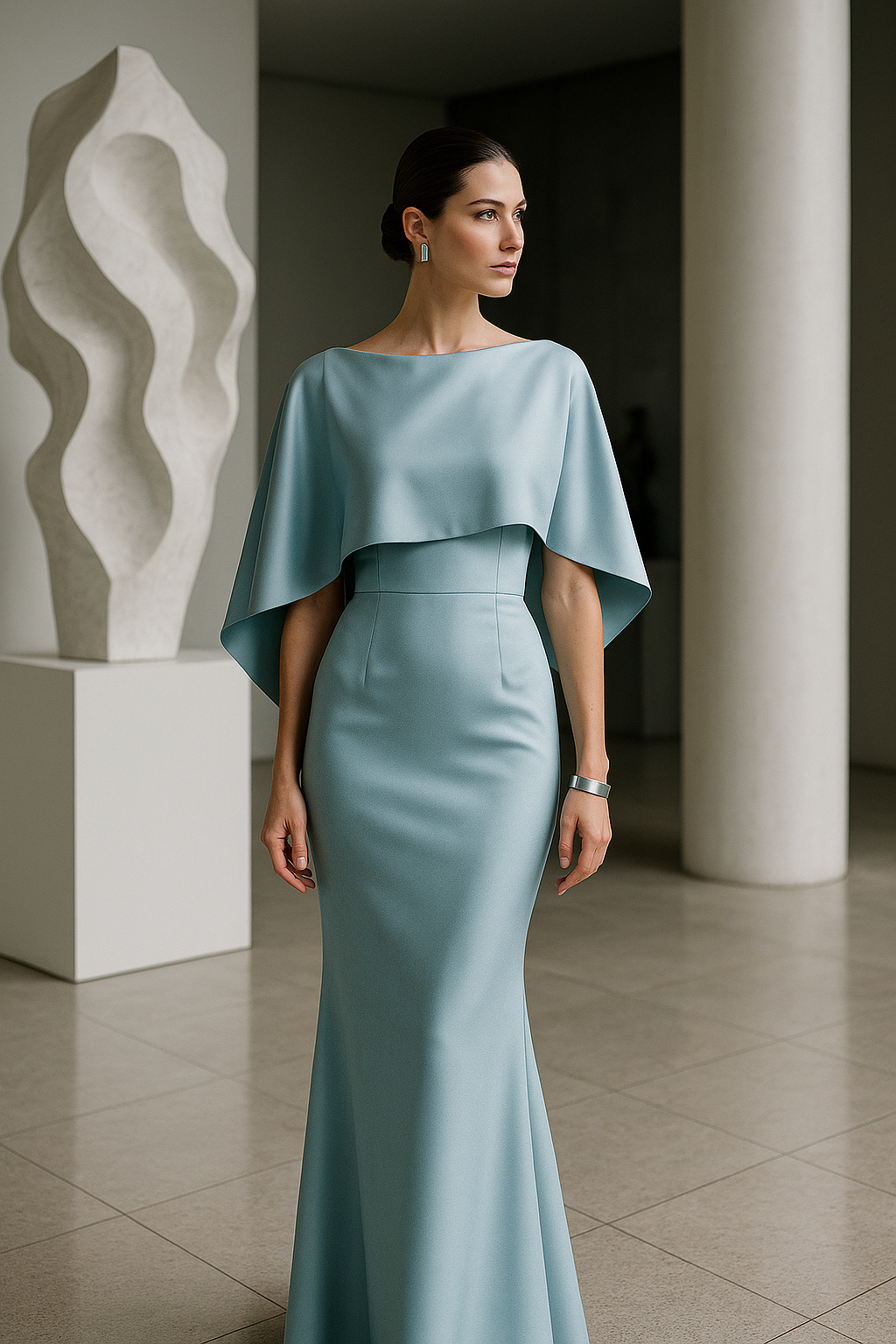 Elegant Aqua Evening Gown