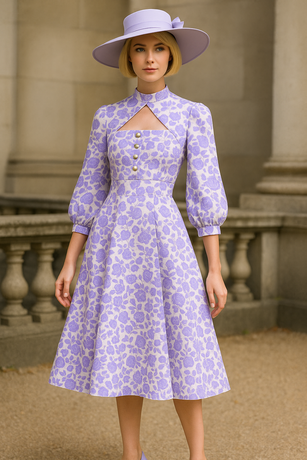 Lavender Floral Midi Dress