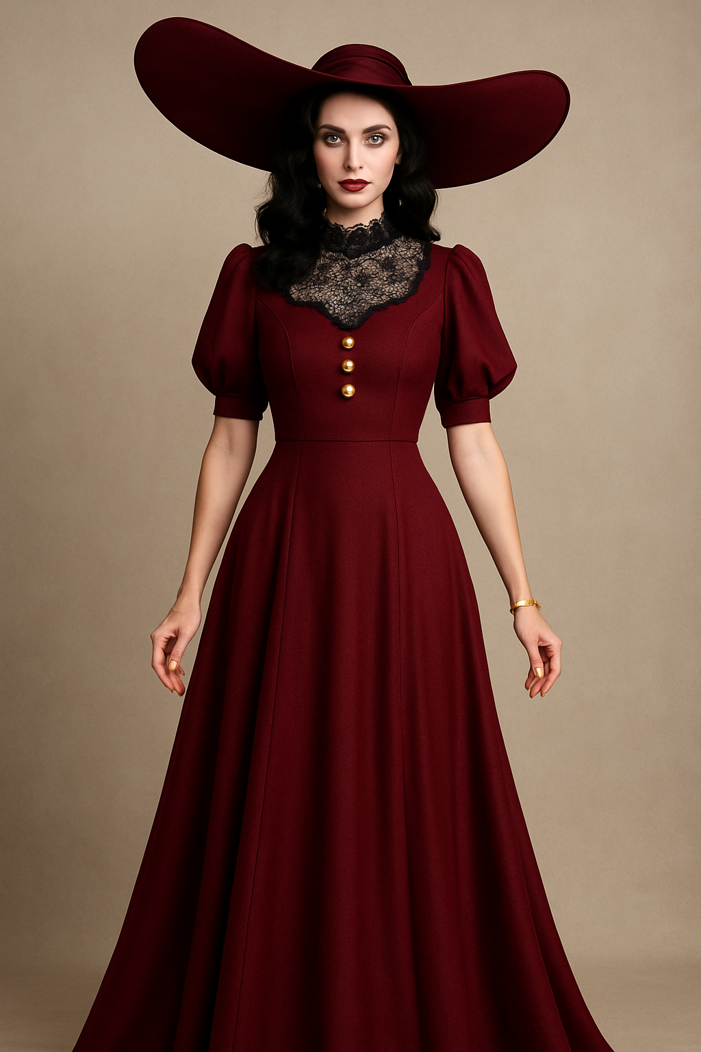 Elegant Burgundy Evening Dress