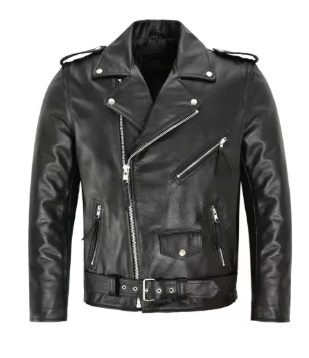 Men's Black Leather Biker Jacket