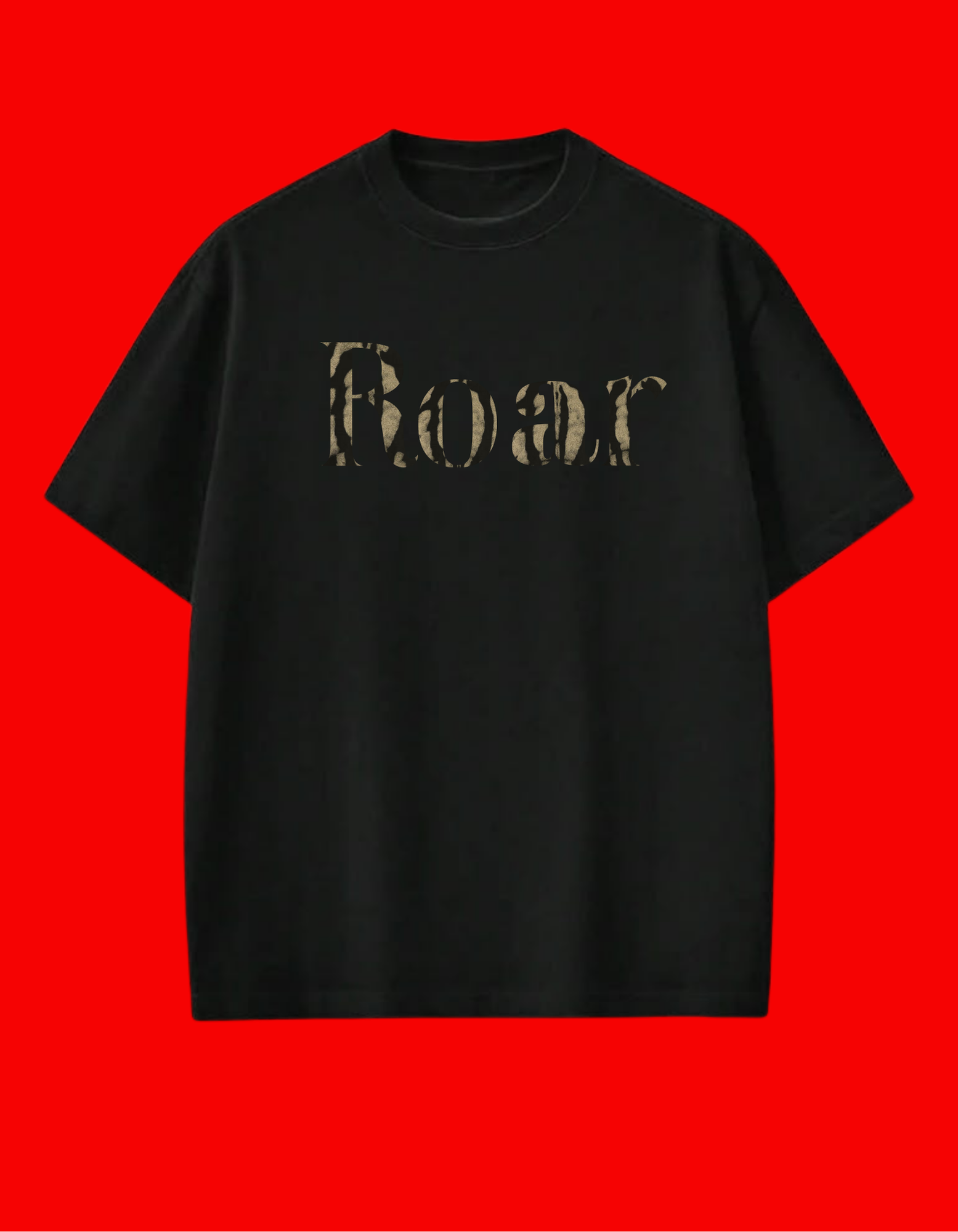 Roar Graphic Black Oversized T-Shirt