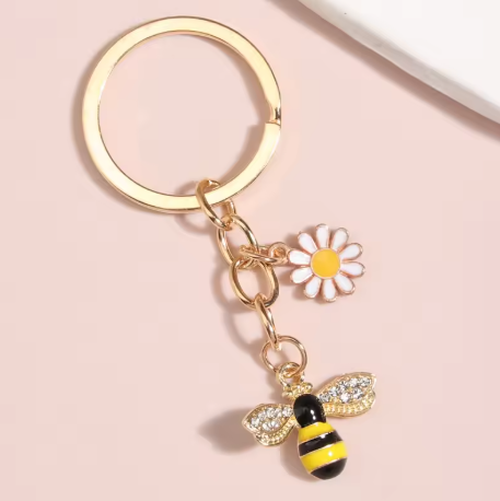 Bee and Daisy Keychain