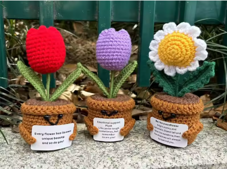 Crocheted Flower Pot Decor