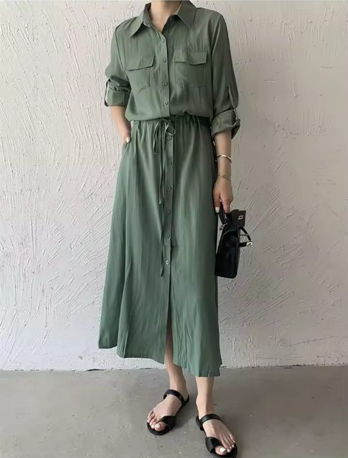 Casual Green Midi Dress