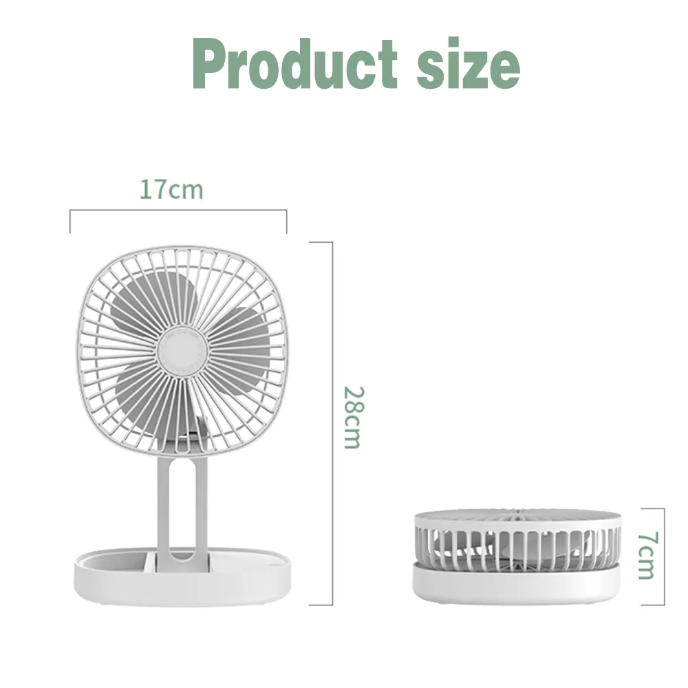 Tragbarer USB Mini Ventilator mit 3 Geschwindigkeiten, Faltbar, für Schreibtisch, Reise, Camping