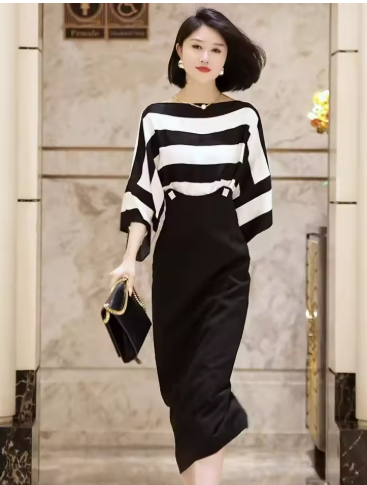 Elegant Black and White Dress