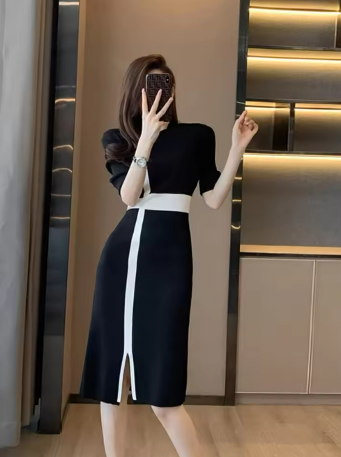 Elegant Black and White Dress