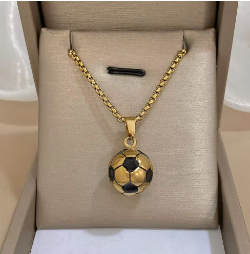 Gold Plated Soccer Ball Pendant Necklace
