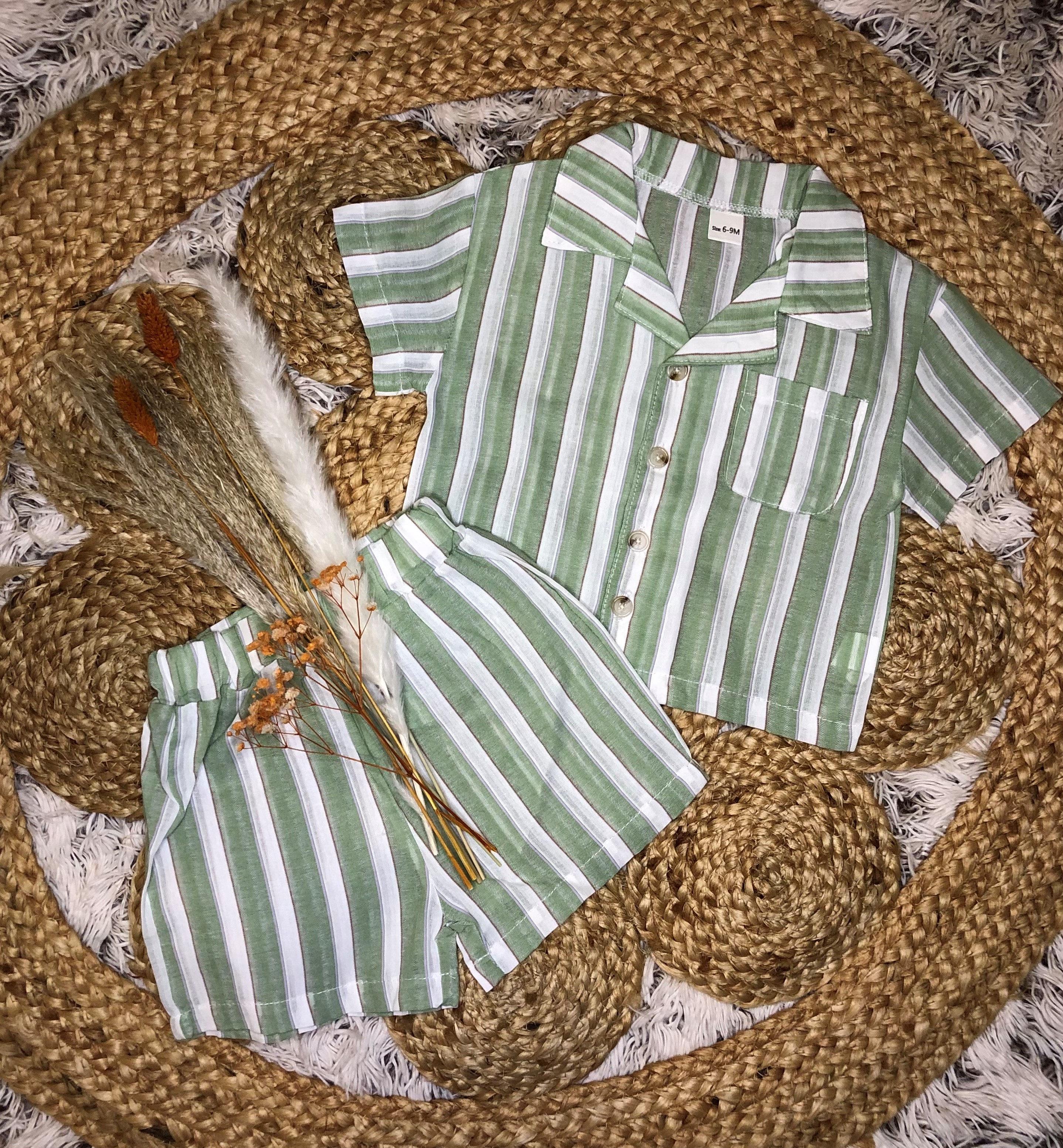 Ensemble garçon à raillure vert