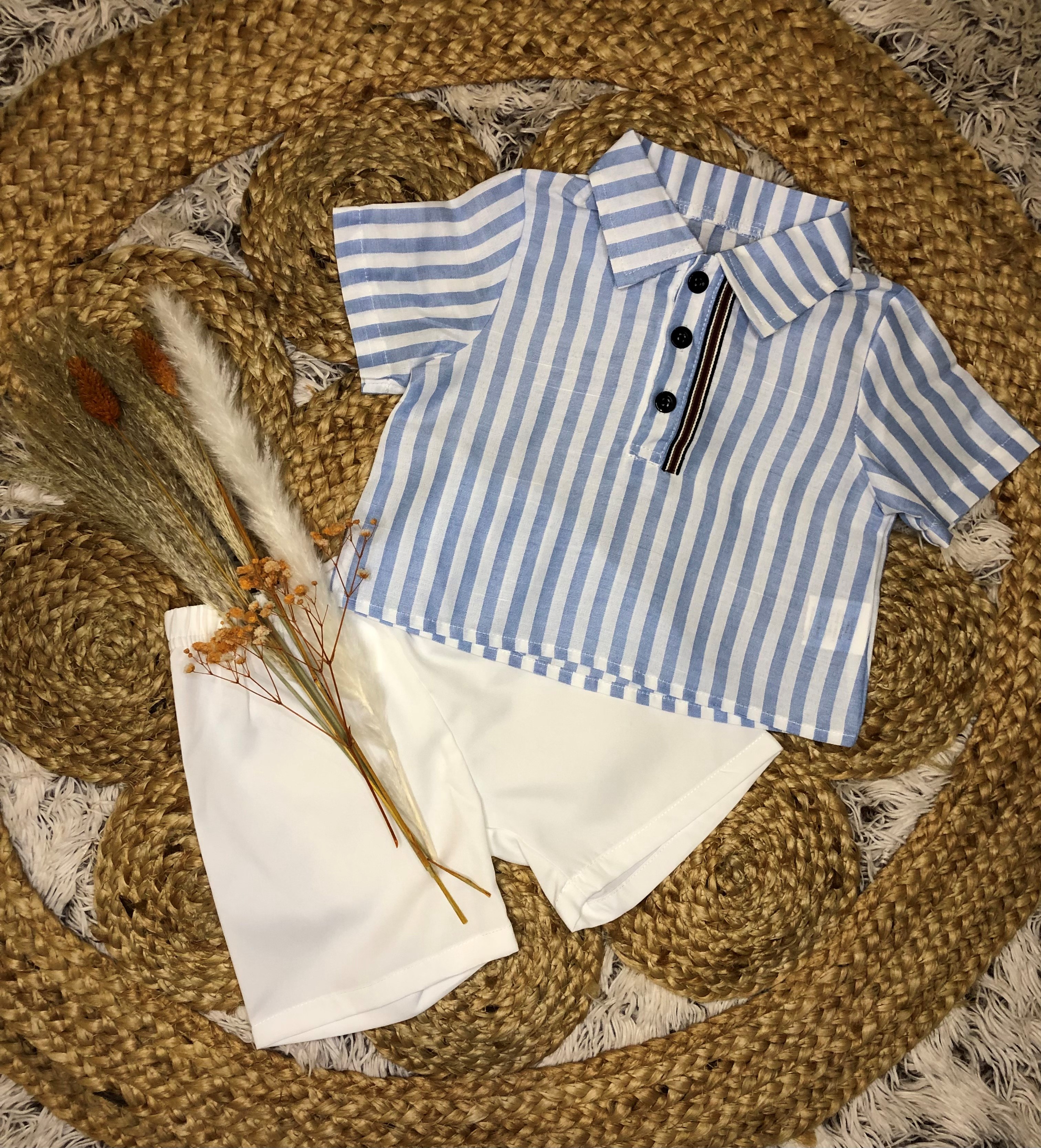 Ensemble garçon à raillure bleues