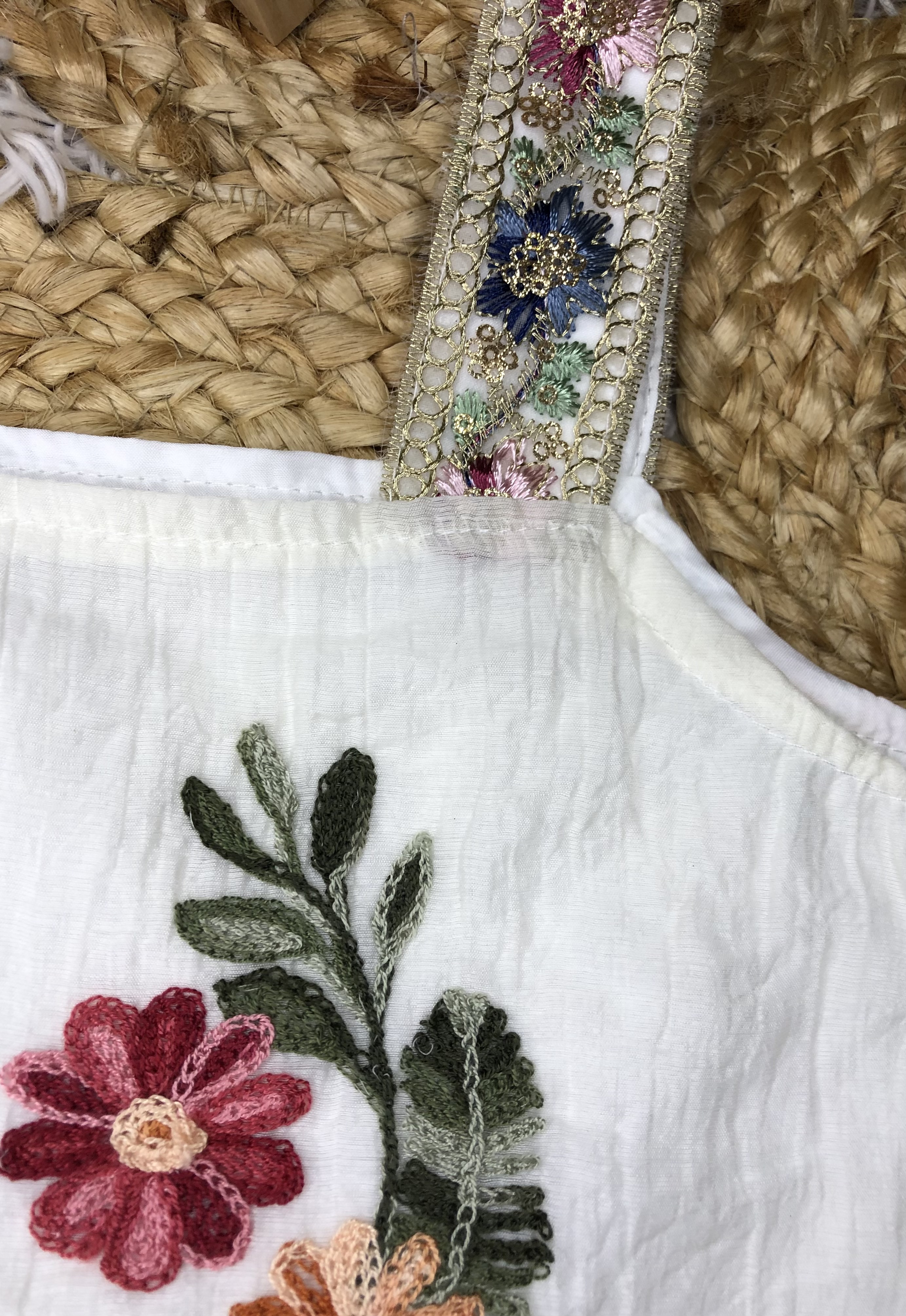 Ensemble fille fleurie rose / orange 