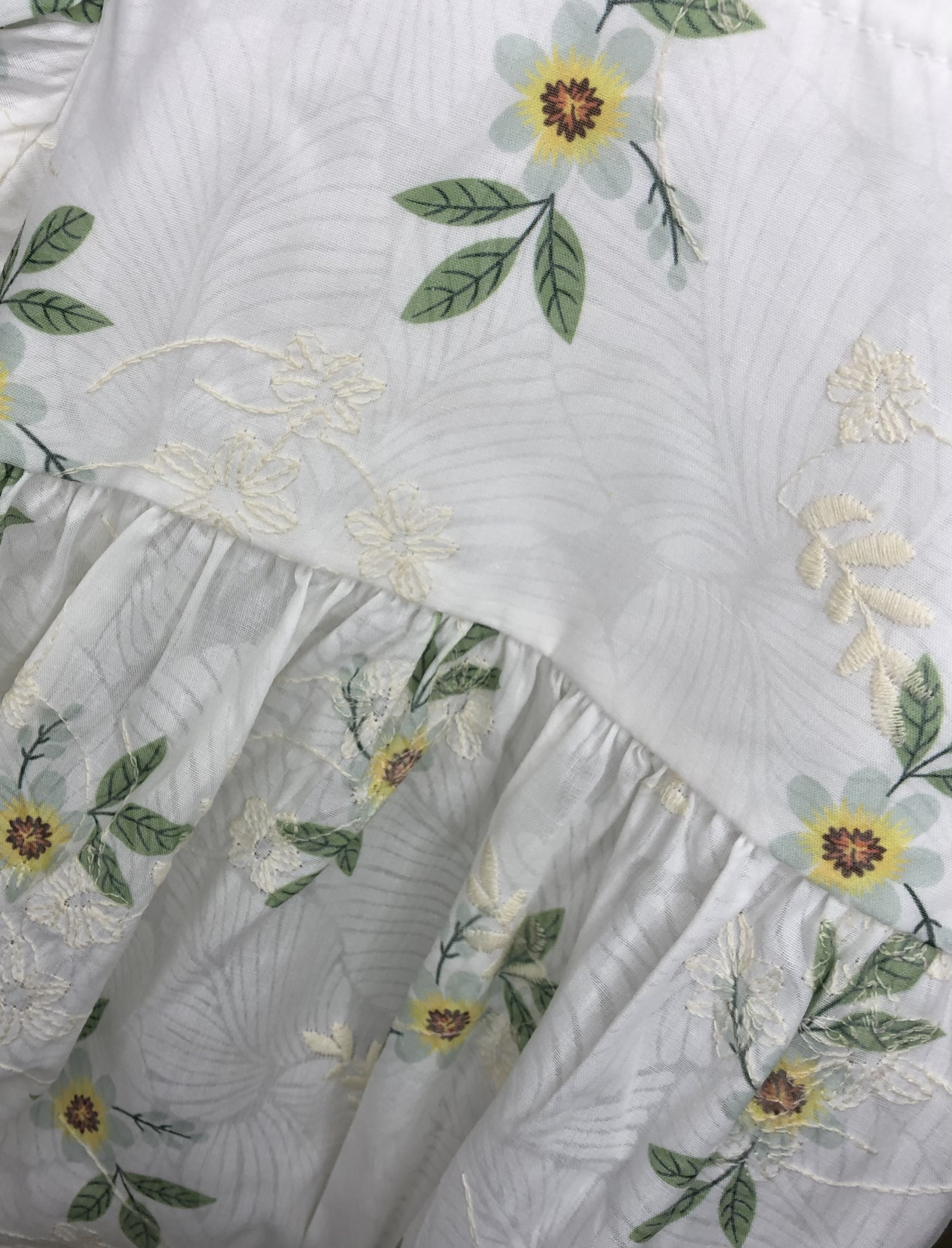 Barboteuse fille fleurie bleu / vert 