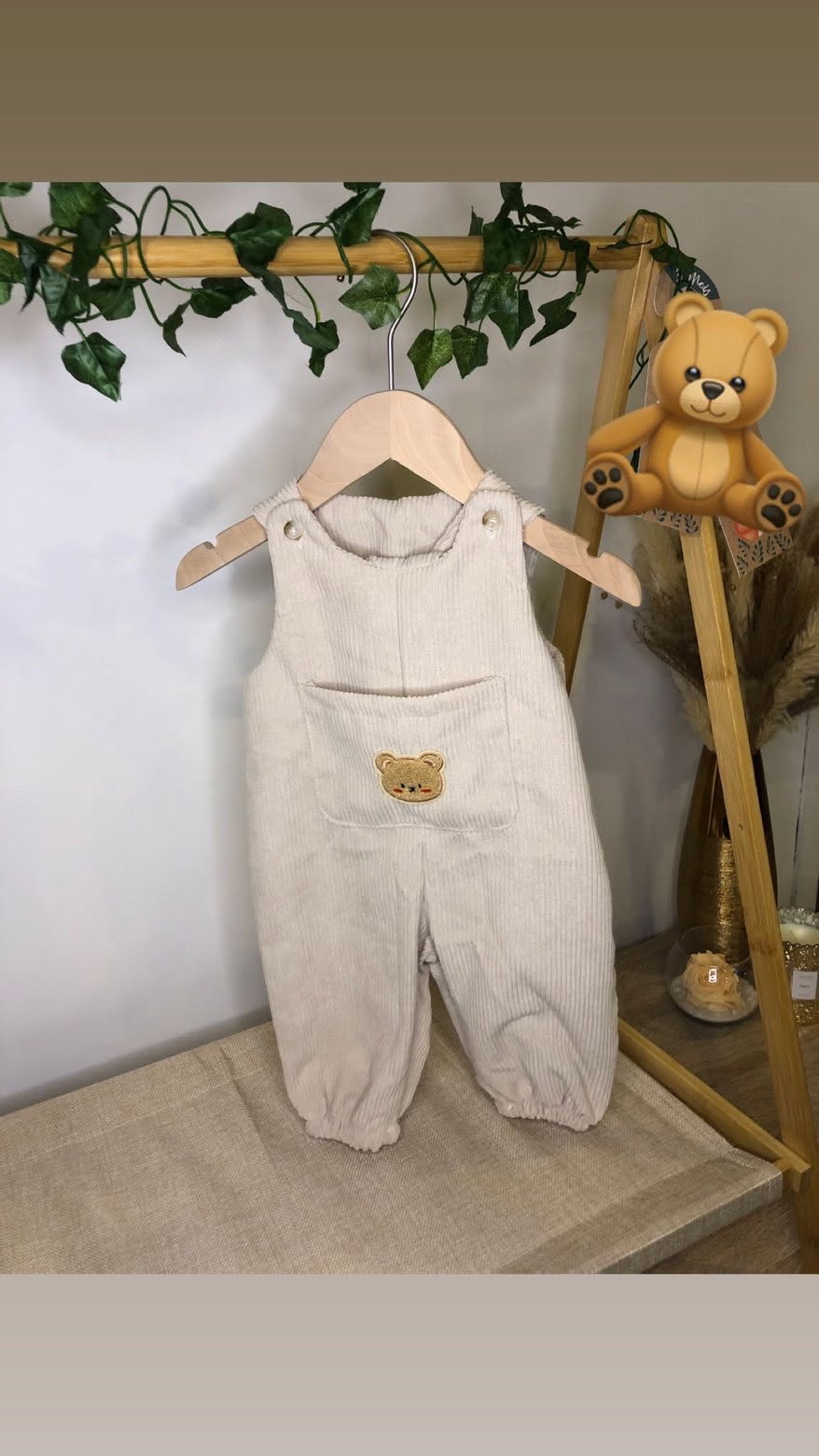Salopette ourson en velours