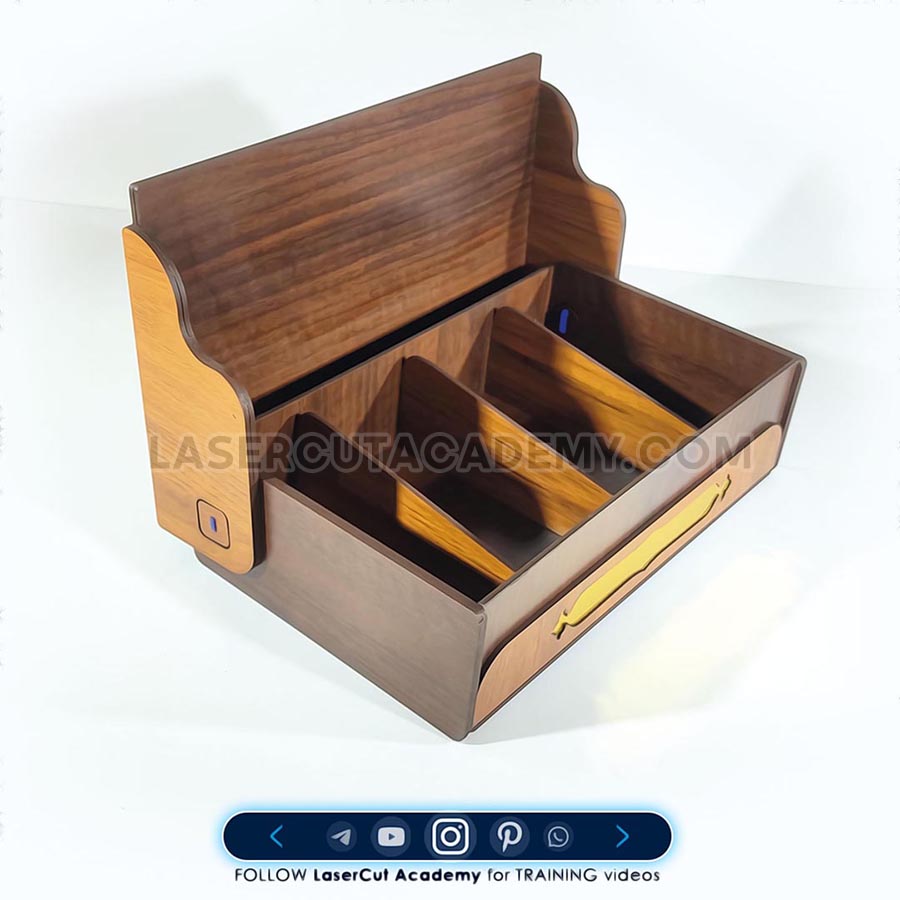 Hospitality Box with 4-Compartment Tray & Precision Wooden Hinges – SVG, DXF, PDF & CDR Files