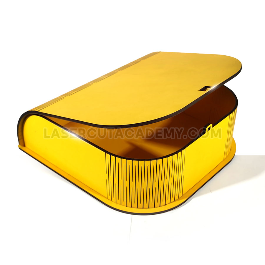 Ergonomic Curved Box with Kerf-Bent Sides – SVG, DXF, PDF & CDR Laser Cut Files