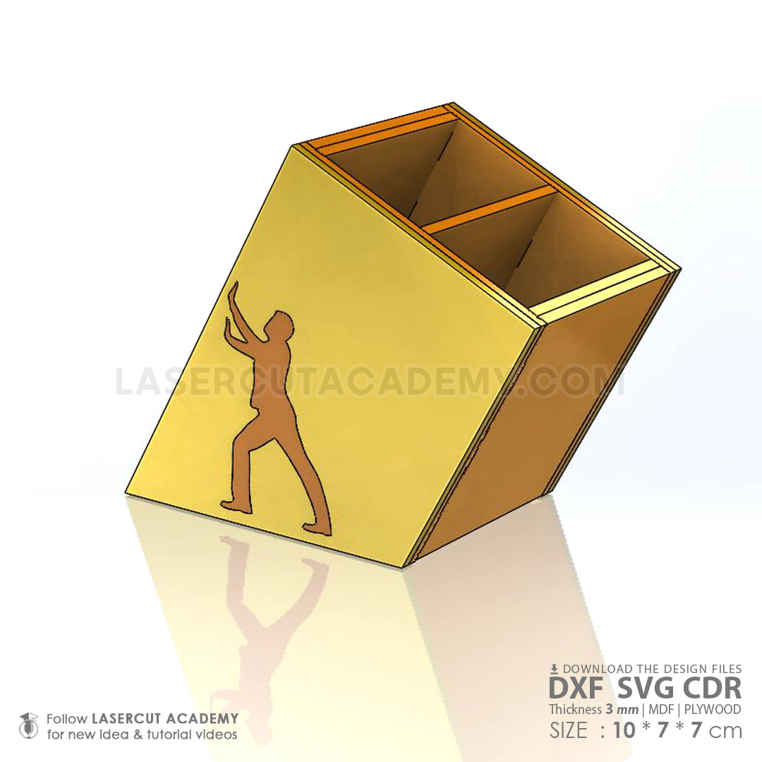 Slanted Wooden Desk Organizer with Laser-Cut Silhouette – SVG, DXF, PDF & CDR Files