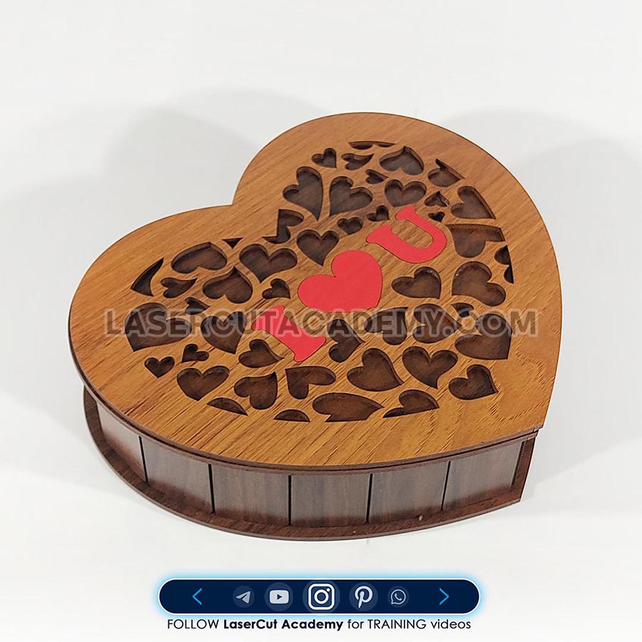Heart-Shaped Romantic Gift Box with ‘I ♥ U’ Cutout – SVG, DXF, PDF & CDR Files