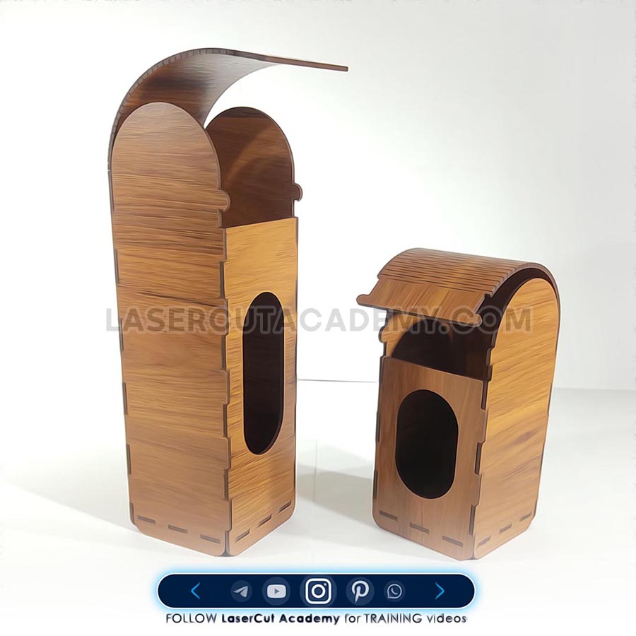 Laser Cut Bottle Cover Box – Dual Size for Honey, Juice & Wine Bottles (SVG, DXF, PDF & CDR Files)