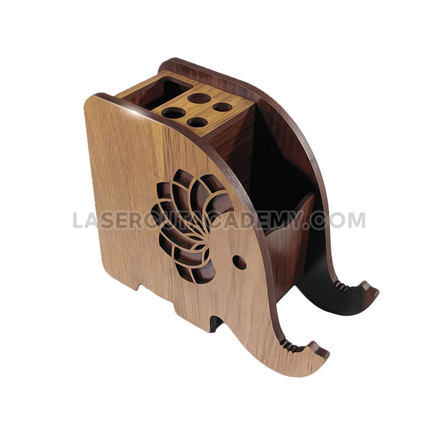 Elephant-Shaped Desk Organizer with Phone Stand & Tool Compartments – SVG, DXF, PDF & CDR Files