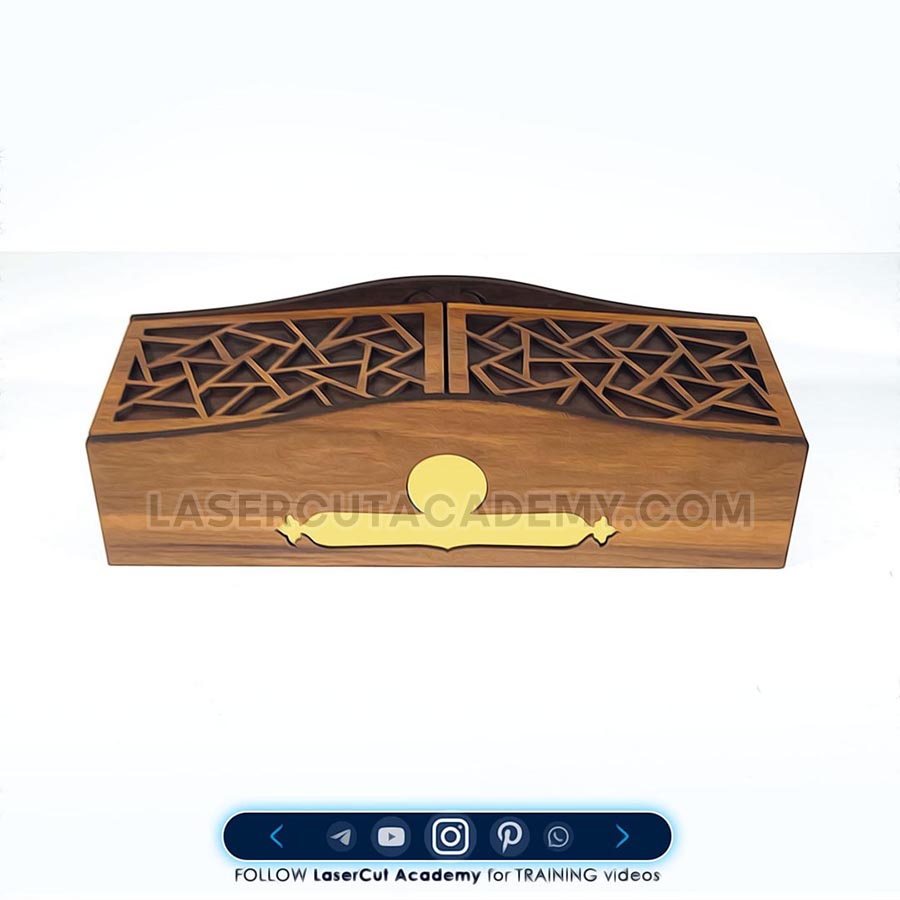 Wooden Geometric Butterfly-Door Box with 6-Compartment Tray – SVG, DXF, PDF & CDR Files