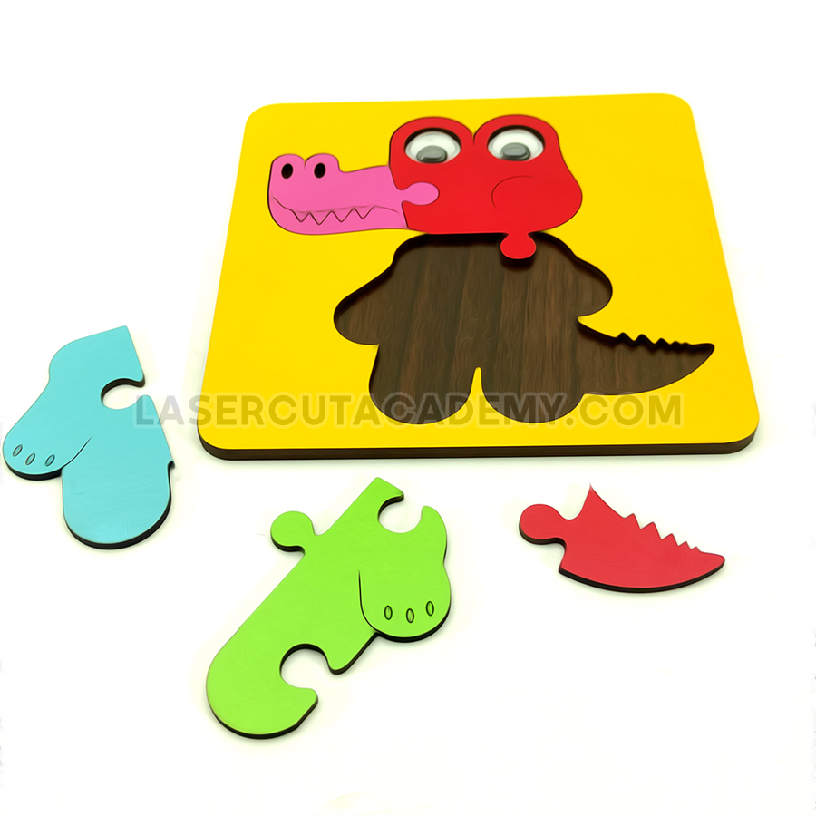 Colorful Wooden Animal & Vehicle Puzzles – 12-Piece Kids’ Set (SVG, DXF, PDF & CDR Files)