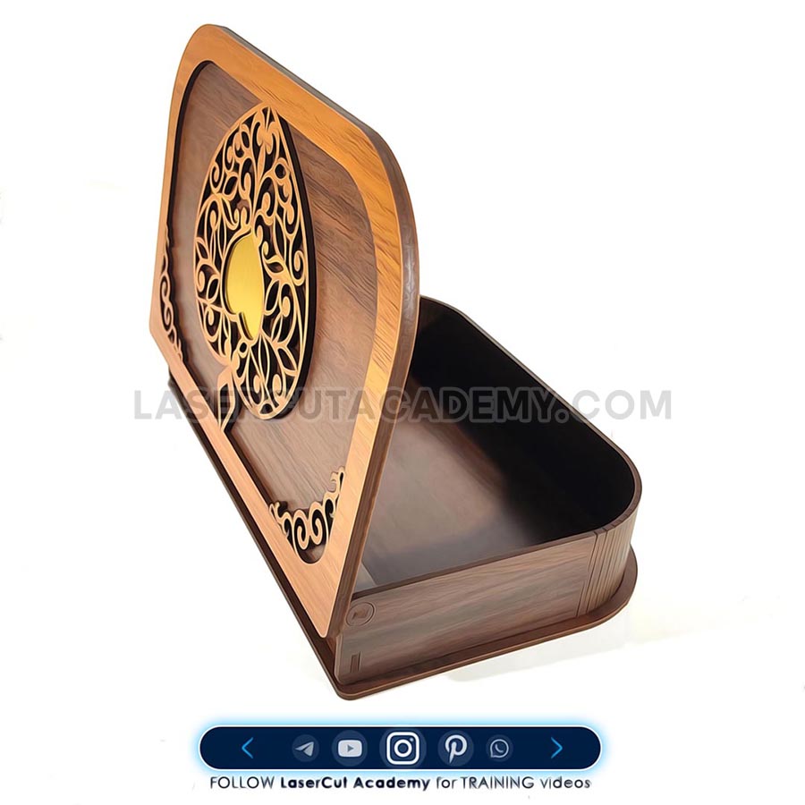 Curved-Edge Heart Jewelry Box with Laser-Cut Lid – SVG, DXF, PDF & CDR Files