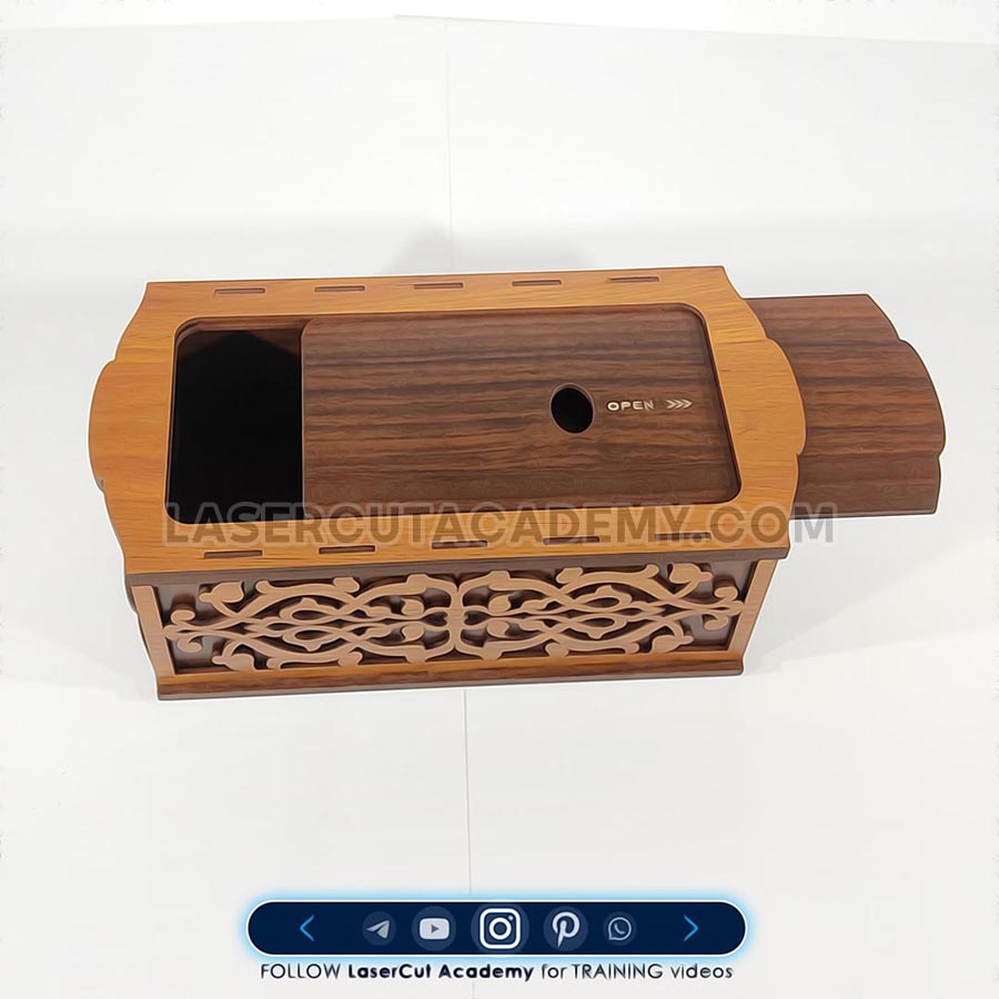 Ornate Laser Cut Tissue Box with Bottom Refill Drawer – SVG, DXF, PDF & CDR Files