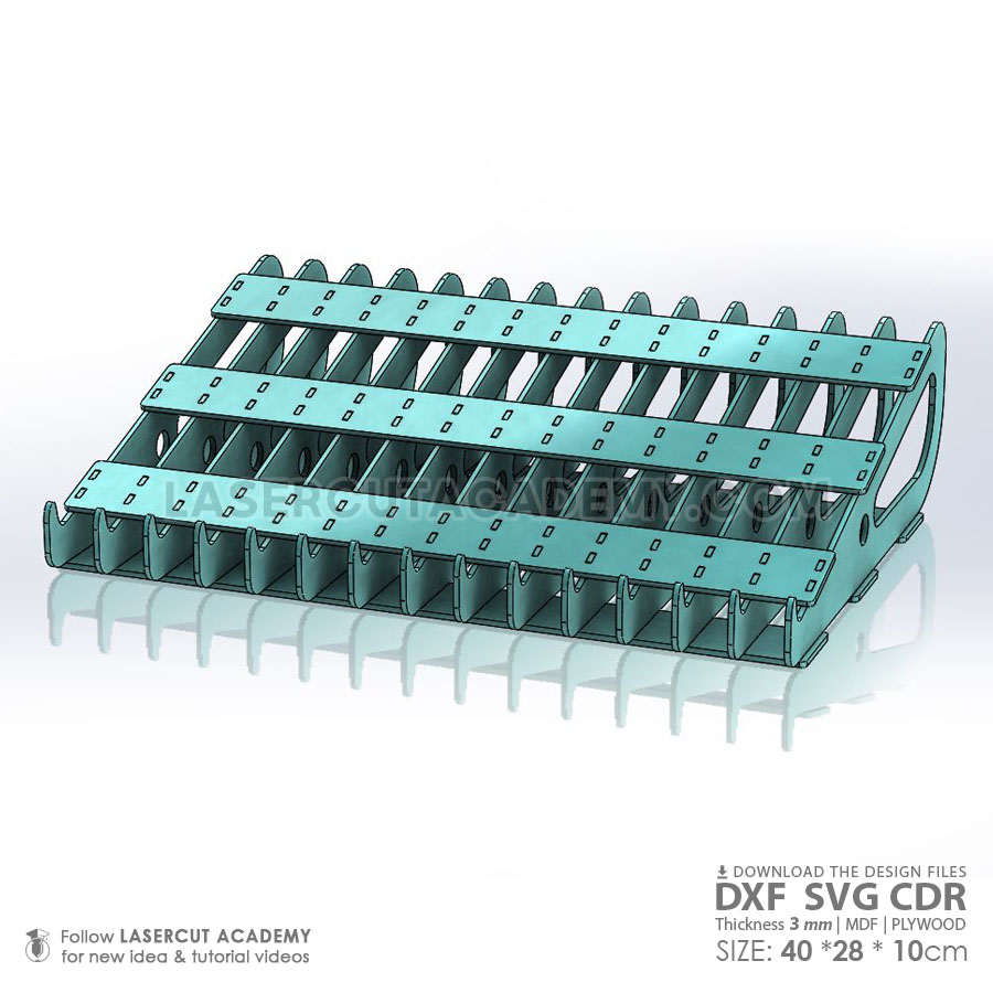 Multi-Tier Laptop Stand & Desk Organizer – Laser Cut Wooden Rack (SVG, DXF, PDF & CDR Files)