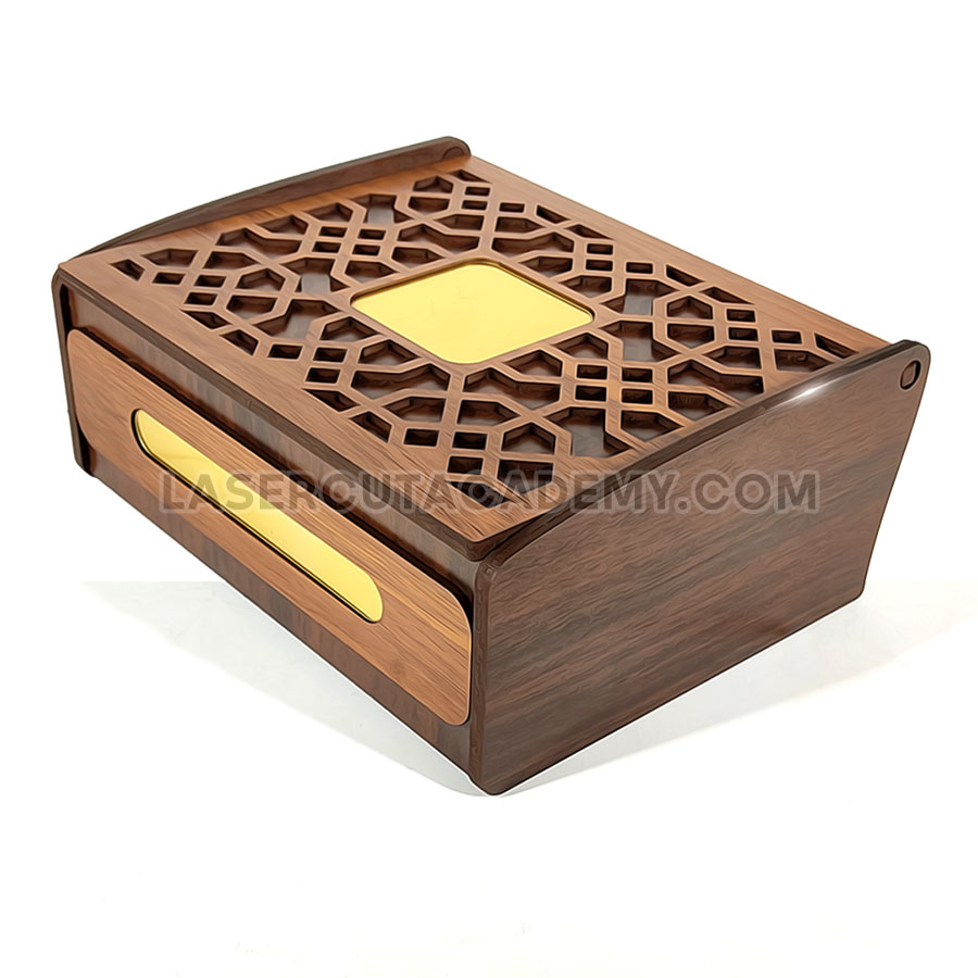 3-Compartment Wooden Snack Box with Wooden Hinge – SVG, DXF, PDF & CDR Files