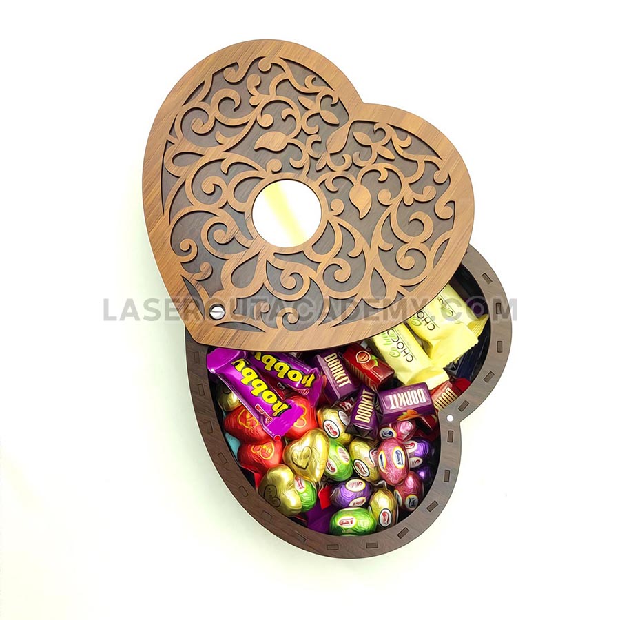 Heart-Shaped Wooden Jewelry Box with Hinged Lid – Laser Cut Love Gift (SVG, DXF, PDF & CDR Files)