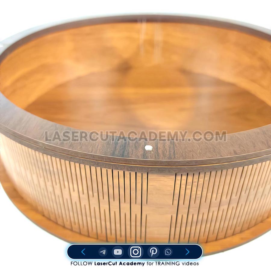 Circular Kerf-Bent Box with Traditional Lid Design – SVG, DXF, PDF & CDR Files